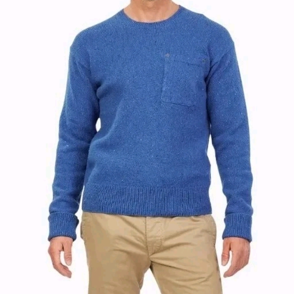 Polo Ralph Lauren Dungaree Crewneck‎ Chest Pocket Blue Sweater Sz MED NWT